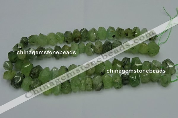 CNG2719 10*14mm - 13*18mm faceted nuggets green rutilated quartz beads