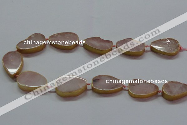 CNG2721 15.5 inches 18*28mm - 20*30mm freeform rose quartz beads