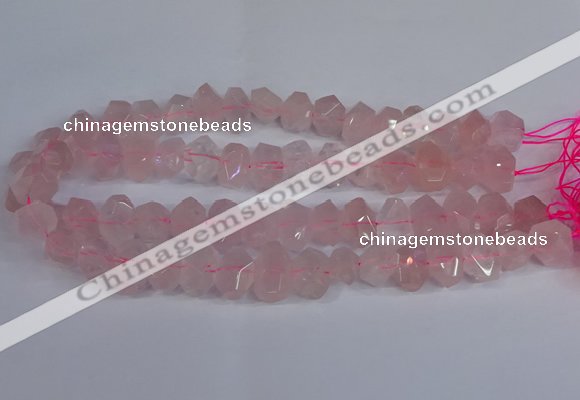 CNG2827 15.5 inches 10*14mm - 13*18mm faceted nuggets rose quartz beads