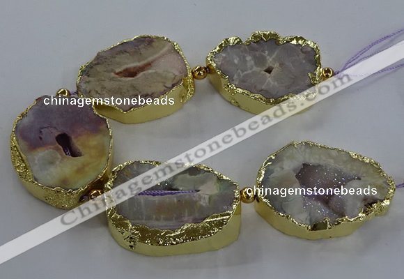 CNG2866 8 inches 35*40mm - 40*50mm freeform druzy agate beads