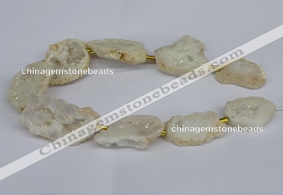 CNG2888 15.5 inches 25*30mm - 30*35mm freeform plated druzy agate beads