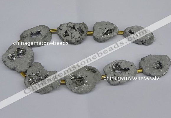 CNG2891 15.5 inches 25*30mm - 30*35mm freeform plated druzy agate beads