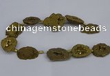 CNG2893 15.5 inches 25*30mm - 30*35mm freeform plated druzy agate beads