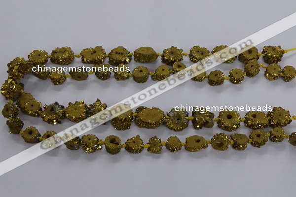 CNG2937 15.5 inches 8*10mm - 15*18mm freeform plated druzy agate beads