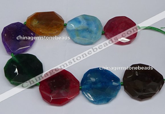 CNG2963 15.5 inches 42*45mm - 45*50mm faceted freeform agate beads