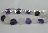 CNG3006 15*20mm - 22*30mm nuggets amethyst & white crystal beads