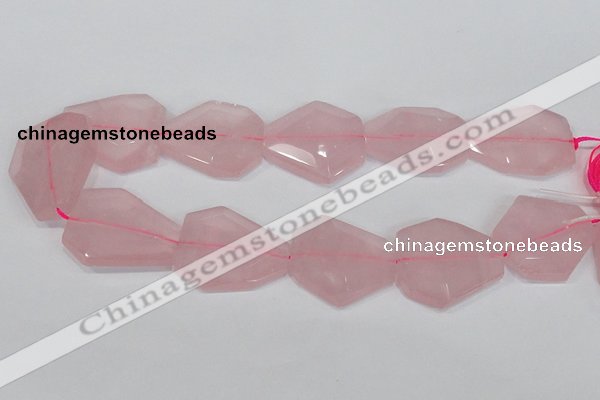 CNG301 15.5 inches 25*35mm faceted nuggets rose quartz beads