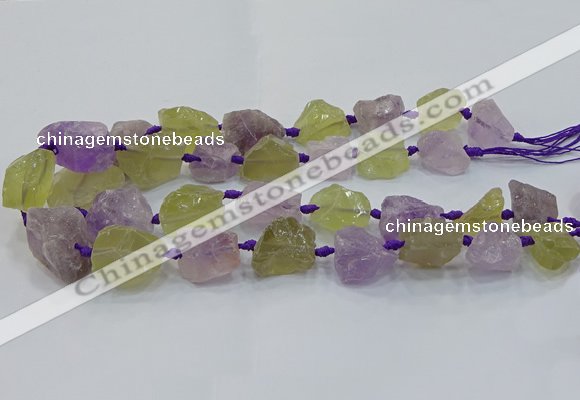 CNG3022 15*20mm - 22*30mm nuggets amethyst & lemon quartz beads