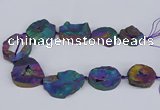 CNG3094 15.5 inches 25*30mm - 35*50mm freeform plated druzy agate beads