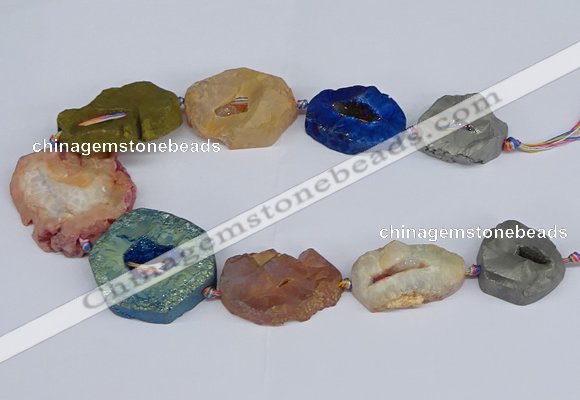 CNG3096 15.5 inches 25*30mm - 35*50mm freeform plated druzy agate beads