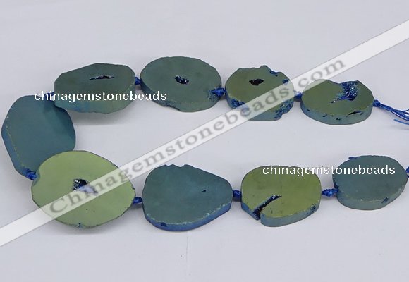 CNG3102 15.5 inches 25*30mm - 35*50mm freeform plated druzy agate beads