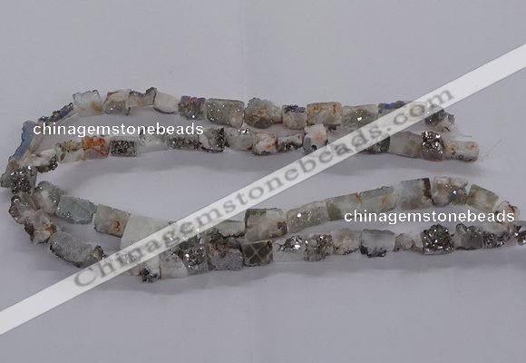 CNG3152 15.5 inche 8*15mm - 11*20mm freeform plated druzy agate beads