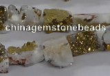 CNG3156 15.5 inche 8*15mm - 11*20mm freeform plated druzy agate beads