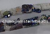 CNG3158 15.5 inche 8*15mm - 11*20mm freeform plated druzy agate beads