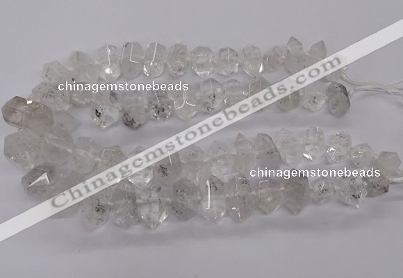 CNG3197 10*20mm - 15*30mm faceted nuggets white crystal beads