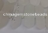 CNG3198 10*25mm - 16*40mm faceted nuggets matte white crystal beads