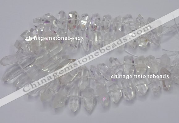 CNG3200 10*25mm - 12*45mm faceted nuggets white crystal beads