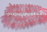 CNG3201 10*25mm - 12*45mm faceted nuggets rose quartz beads