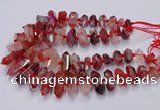 CNG3204 10*25mm - 12*45mm faceted nuggets pink quartz beads