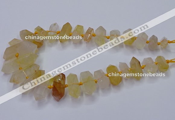 CNG3205 10*25mm - 12*45mm faceted nuggets yellow quartz beads