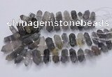 CNG3206 15.5 inches 10*25mm - 12*45mm faceted nuggets cloudy quartz beads