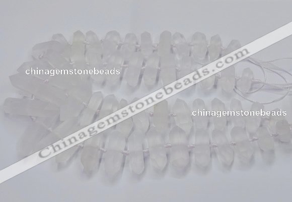 CNG3208 10*25mm - 12*45mm faceted nuggets matte white crystal beads