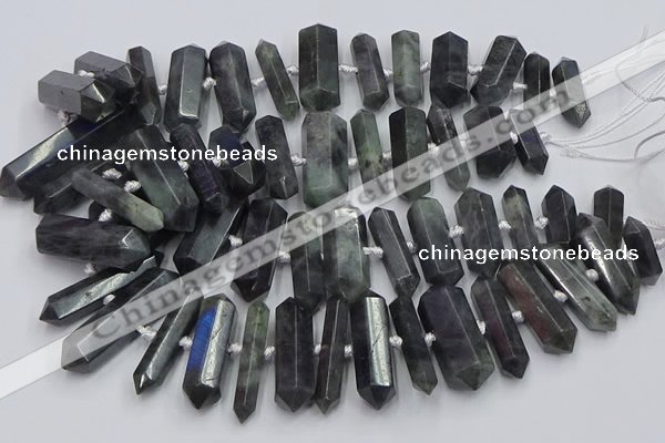 CNG3211 15.5 inches 10*25mm - 12*45mm faceted nuggets labradorite beads