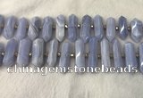 CNG3212 10*25mm - 12*45mm faceted nuggets blue lace agate beads