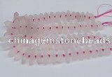 CNG3215 10*25mm - 12*50mm faceted nuggets matte rose quartz beads