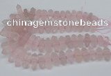 CNG3216 10*25mm - 12*50mm faceted nuggets rose quartz beads