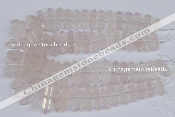 CNG3217 10*25mm - 12*50mm faceted nuggets rose quartz beads