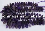 CNG3219 15.5 inches 10*25mm - 12*50mm faceted nuggets matte amethyst beads