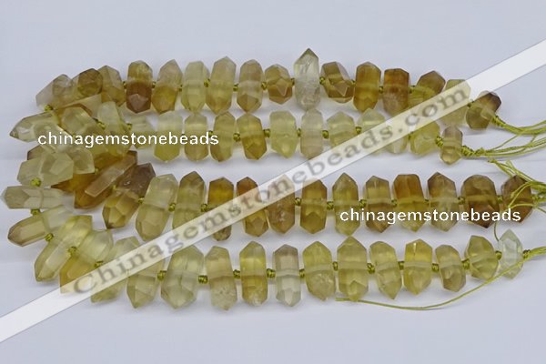 CNG3220 15.5 inches 10*20mm - 12*40mm faceted nuggets lemon quartz beads