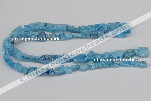 CNG3253 15.5 inches 8*15mm - 11*20mm freeform plated druzy agate beads