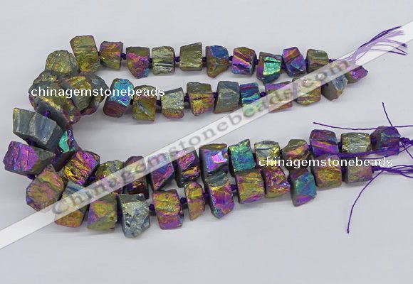 CNG3268 10*15mm - 20*30mm nuggets plated white crystal beads