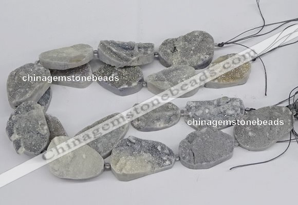 CNG3274 22*30mm - 30*40mm freeform plated druzy agate beads