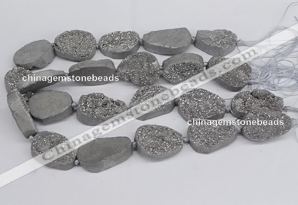 CNG3275 22*30mm - 30*40mm freeform plated druzy agate beads