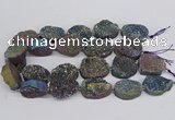 CNG3276 22*30mm - 30*40mm freeform plated druzy agate beads