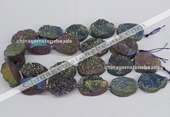 CNG3276 22*30mm - 30*40mm freeform plated druzy agate beads