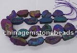 CNG3286 25*30mm - 28*45mm freeform plated druzy agate beads