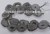 CNG3293 30*35mm - 35*40mm freeform plated druzy agate beads