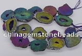 CNG3296 30*35mm - 35*40mm freeform plated druzy agate beads