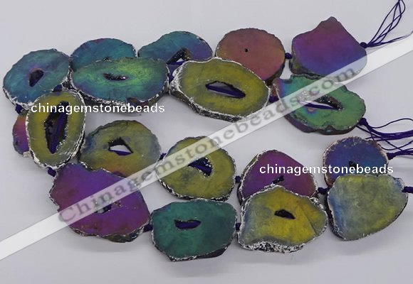 CNG3296 30*35mm - 35*40mm freeform plated druzy agate beads