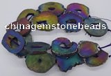 CNG3297 40*45mm - 45*55mm freeform plated druzy agate beads