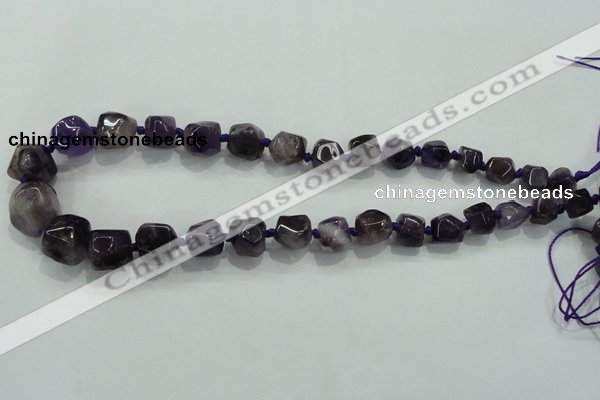 CNG337 15.5 inches 8*10mm - 15*18mm faceted nuggets amethyst beads