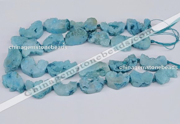 CNG3377 20*30mm - 30*45mm freeform plated druzy agate beads