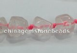 CNG339 15.5 inches 8*10mm - 15*18mm faceted nuggets rose quartz beads