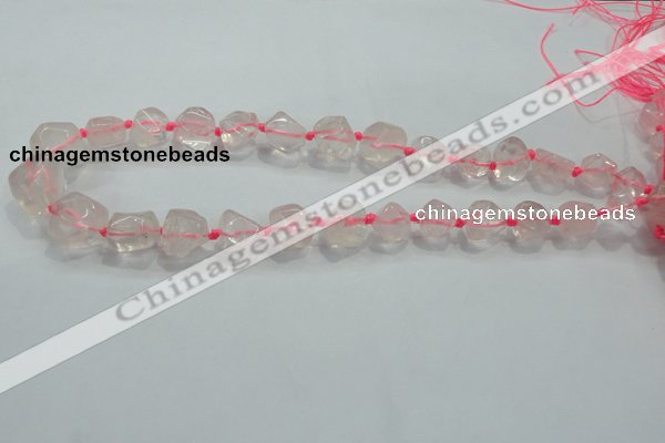 CNG339 15.5 inches 8*10mm - 15*18mm faceted nuggets rose quartz beads