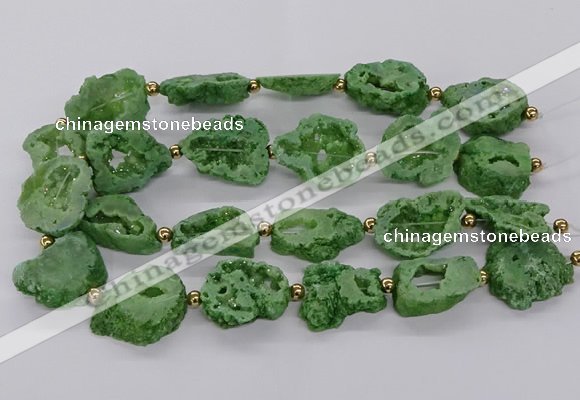 CNG3416 15.5 inches 18*25mm - 30*35mm freeform plated druzy agate beads