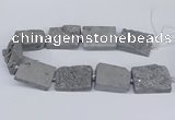 CNG3474 15.5 inches 30*40mm freeform plated druzy agate beads